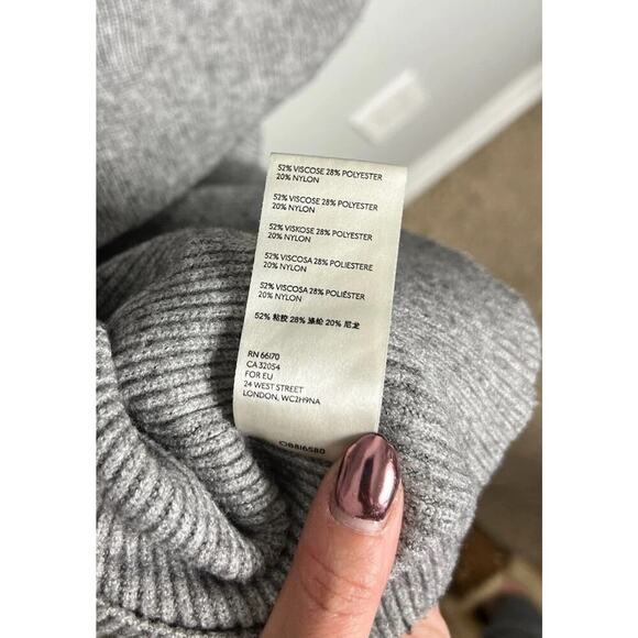 Free People Grey Ribbed Turtleneck Sweater Slouchy Cozy Knit Pullover Size XS - Picture 5 of 5